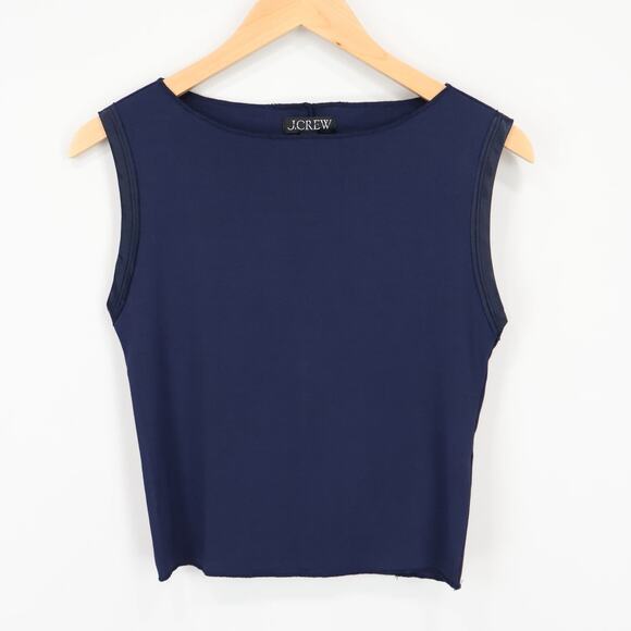 J.Crew Refined Rib Shell Tank Top Navy Blue Size Medium NWT - Picture 2 of 8